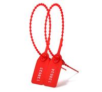500 Plastic Tamper Seals Zip Ties for Fire Extinguishers Pull Tight Security Seal Tags Numbered Disposable Self-Locking Tie 250mm Length (Red)