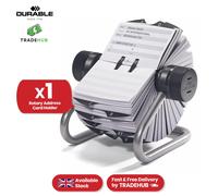 Durable Telinfex Rotary Address Card Holder | Includes 500 Cards | Includes 25 Tab A-Z Index | Made from Metal | Silver