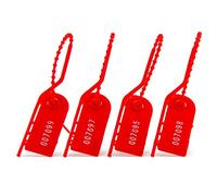 500 Pull Tite Security Tags Plastic Anti-Tamper Seals Tearing-Off Tie Numbered Disposable Self-Locking Tag for Fire Extinguisher Luggage 210mm (Red)