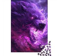 500 Purple_angry_wolf Creative Square Jigsaw Puzzles for Adults, Wooden Puzzles Unique Challenge Games 500pcs (52x38cm)