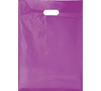 500 Purple Plastic Carrier Bags - 38cm x 46cm + 7cm, Patch Handle Reusable bag, Ideal for Boutiques Clothes, Jewellery, Gifts, Retail and Shopping.