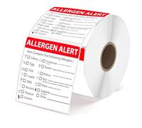 500 Red Allergen Warning Labels 2 Inch Removable Food Safety Labels for Packing, Retail and Restaurants