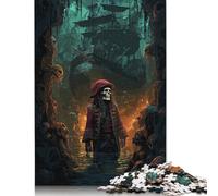 500 Red Coat Pirate Creative Square Jigsaw Puzzles for Adults, Wooden Puzzles Unique Challenge Games 500pcs (52x38cm)