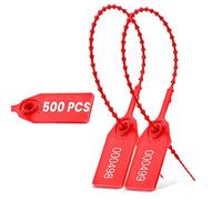 500 Red Plastic Fire Extinguisher Tamper Seal, Numbered Security Tags, Self-Locking Pull Tight Zip Ties for Fire Extinguishers, First Aid Kits, Containers and Equipment Inspection
