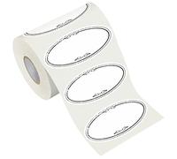 500 Removable Freezer Pantry Oval Canning Labels, Black Polka Borders, Water Oil Resistant with Perforation Line for Food Containers Jars Kitchen Restaurant Storage Organization