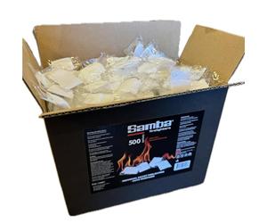 500 Samba Firestarters Firelighters Sachets - Odourless Burning & Easy to Light Instant Fire Starter Lighters - BBQs Barbecues Wood Burner Open Fire Wood-Fired Ovens Stoves Fireplaces - 1 x Box of 500
