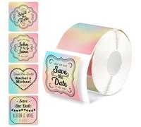 500 Sheets Holographic Thermal Labels, 2x2 Inch Thermal Printer Stickers, Rainbow Color Square Gradual Change Thermals Sticker Labels, for Small Business, Logo Design, Baking, DIY Barcode, 1 Roll