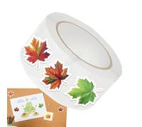 500 Sheets Roll Maple Leaf Stickers - Cartoon Autumn Tape, Envelope Sealing Decals, Journaling Scrapbook Material, Cute Fall Decorative for Planner Water Bottle Thanksgiving