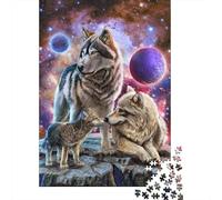 500 Spiritual Wolves Family Creative Square Jigsaw Puzzles for Adults, Wooden Puzzles Unique Challenge Games 500pcs (52x38cm)