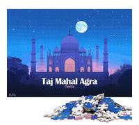 500 Taj Mahal Agra India Night Jigsaw Puzzles for Adults Teenager & Wooden Puzzles Family Games 500pcs (52x38cm)