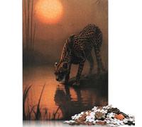 500-teiliges Puzzle „Cheetah Oasis“ für Erwachsene, Holzpuzzle, interessante Puzzles zur Stressreduzierung als Geschenk für Familie und Freunde (52 x 38 cm)