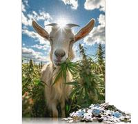 500-teiliges Puzzle für Erwachsene, Sunny Goat Munching Jigsaw, kreatives Holzpuzzle, unmögliches Puzzle, Gehirn-Herausforderungspuzzle für Teenager (52 x 38 cm)