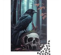 500-teiliges Raben-Tier-Kunst-Quadratpuzzle für Erwachsene, Holzpuzzle, anspruchsvolles Spielpuzzle, 500 Teile (52 x 38 cm), Weihnachtsgeschenk