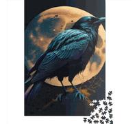 500-teiliges Raben-Tier-Kunst-Quadratpuzzle für Erwachsene, Holzpuzzle, bestes Weihnachtsgeschenk für Erwachsene, 500 Teile (52 x 38 cm)
