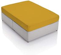 500-Thread-Count 1-PC Fitted Sheet/Bottom Sheet Solid Pattern Egyptian Cotton with 40cm/16'' inches Deep Pocket (UK King, Gold)