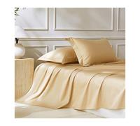 500 Thread Count Flat Top Sheet Twin Queen King Soft Breathable Luxury Long-Staple Cotton Flat Bed Sheets(Gold,245x270cm+48x74cm x2)