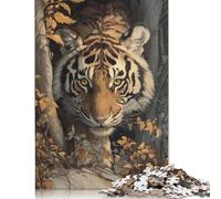 500 Tiger in The Woods Jigsaw Puzzles for Adults Teenager & Wooden Puzzles Family Games 500pcs (52x38cm)