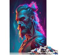 500 Tyr Norse God Creative Square Jigsaw Puzzles for Adults, Wooden Puzzles Unique Challenge Games 500pcs (52x38cm)
