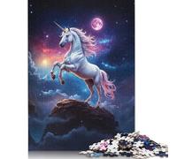 500 Unicorn in The Night Sky Creative Square Jigsaw Puzzles for Adults, Wooden Puzzles Unique Challenge Games 500pcs (52x38cm)