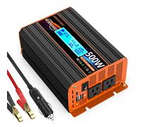 500 Watt Pure Sine Wave Power Inverter 12V DC to 110V 120V Converter for Home, RV and Off-Grid Solar Systems with Type-C Port, 2 AC Outlets, 2 USB Ports, LCD Display
