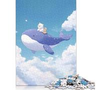 500 Whale Bears Sky Adventureill Creative Square Jigsaw Puzzles for Adults, Wooden Puzzles Unique Challenge Games 500pcs (52x38cm)