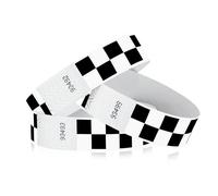 500 WristCo Black Checkered/Checks Tyvek Wristbands for Events - Comfortable Tear Resistant Paper Bracelets ID Wrist Bands for Concerts Festivals Admission Party Identification