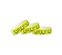 500 WristCo Yellow Smiley Face Tyvek Wristbands for Events - ¾” x 10” - Waterproof Recyclable Comfortable Tear Resistant Paper Bracelets Wrist Bands for Concerts Festivals Admission Party