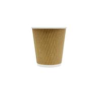 500 x 10oz Disposable Ripple Kraft Triple Walled Paper Brown Cups (for Tea, Coffee, Cappuccino Hot Drinks, Takeaway & More)
