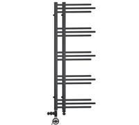 500 x 1200mm Dual Fuel Bathroom Designer Towel Rail Radiator Heater With Thermostatic MOA Electric Element Model Sydney (Black)