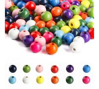 500 x 12mm Wooden Pony Beads Colourful for Jewellery Making
