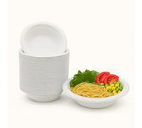 500 x 12oz Compostable Bagasse Bowls - Round Biodegradable Sugarcane Paper Bowls 340ml | Microwave & Freezer Safe Eco-Friendly Disposable Bowl for Soup, Salad, Desserts, BBQ & Parties