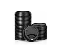 500 x 12oz Plastic Sip-Through Lids for 10oz, 12oz, 16oz & 20oz Paper Cups - Disposable Black Coffee Cup Lids, Leak-Resistant Snap-On Lids for Hot Drinks, Tea & Coffee 90mm