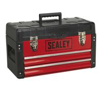 500 x 255 x 300mm Portable 3 Auto Locking Drawer Toolbox - Red - Tool Storage
