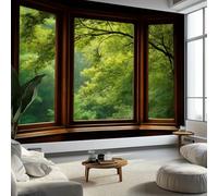 500 x 280 cm Photo Wallpaper Beautiful Scenery Outside The Window Wall Mural Poster, Premium Non-Woven Fleece Photo Wallpaper and Wall Mural Painting Design Yellow-Green, for Bedroom TV Backdrop