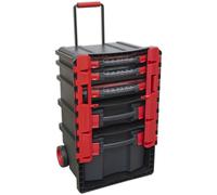500 x 410 x 770mm Portable Tool Chest / Toolbox - Multi Compartment Wheeled Unit