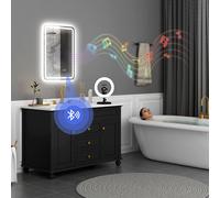 HOMCOM 500 x 700 mm Bluetooth Bathroom Mirror with LED Lights, Illuminated Backlit Wall Mounted Vanity Mirror with 3 Colours Dimmable, Anti-Fog, Memory & Touch Switch, IP44