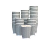 500 x 8oz Black Ripple Triple Wall Disposable Coffee Cups - Pack of 500-8 oz Compostable, Leak-Proof & Insulated - Food Certified Hot Drink Takeaway Cups - Eco-Friendly Paper Cups