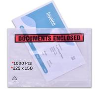 500 x A5 Printed Document Enclosed Wallet (225 x 165 mm) | Peel & Seal Clear Plastic Envelopes/Sleeves/Pockets/Wallets | Attach Invoices, Packing Lists & Delivery Notes to Parcels