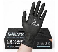 500 x Black Nitrile Disposable Examination Gloves - Powder Free, Latex Free | Multipurpose for Industrial, Mechanical, Hair & Beauty, Food, Janitorial Use ((500 Gloves, Medium)
