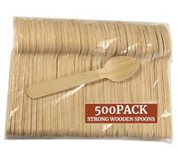 500 x Disposable Wooden Cutlery Spoons [6.25 inch] Compostable, Earth Friendly and Biodegradable Utensils for Party - Free from Plastic Cutlery Set