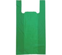 500 x Green Vest Style Plastic Carrier Bags 11" x 17" x 21", Carry Bag for Apparel Shopping Gift Boutique Groceries & Shopping