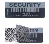 500 X Security Labels Do Not Break Seal Black with White Printing Tamper Evident Each with Unique Serial Number
