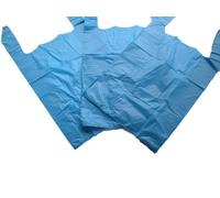 500 x Strong 11x17x21" Blue Plastic Vest Carrier Bags, 18mu