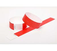 500 x Tyvek Wristbands Waterproof, Tear-Resistant Event Wristbands for parties, events, festivals, crowd management - 1 inch 25 mm (Red)