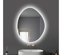 500 X800 mm Illuminated Backlit LED Bathroom Mirror, Wall Mounted Multifunction Bathroom Vanity Mirror with Lights and Demister Pad, Energy-Saving Illuminated Smart Mirror 40*60cm three-coloredlight