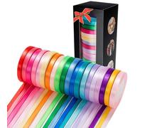 500 Yard Fabric Ribbon Satin Ribbon Rolls Silk Satin Roll, 25 Yard/Rolls, 20 Rolls, Valentines Ribbon for Gift Package Wrapping Ribbon Bow Making Crafts Sewing Party Wedding, 2/5 Inch Wide