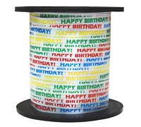 500 Yards Happy Birthday Printed Curling Ribbon Balloon String Roll Gift Wrapping Tape for Party Festival Art Craft Decoration Florist Flower Decoration Supplies