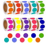 5000 Pcs Colour Dot Stickers, 10 Vibrant Colours Sticky Dots, 12.5mm (0.5 Inch) Round Stickers Self-Adhesive Circle Labels for Colour Coding, Planner, Bullet Journal, Classroom & Office Organisation
