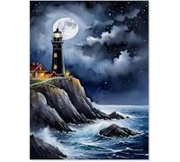 5000 piece（181x105.5cm） Jigsaw Puzzle for Adults & Kids, Lighthouse Under the Moonlight, Educational Game, Home Decor for Adults & Children Over 14