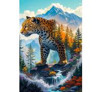 5000 Piece Jigsaw Puzzles for Adults - Animal Leopard Landscape - Decorative Wall Art Gift for Adults & Families - 61x41.3 inch - with Poster & Letters on Back